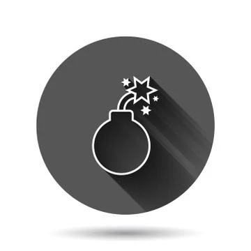 Bomb icon in flat style. Dynamite vector illustration on black round backgrou イラスト素材