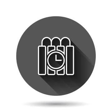 Bomb icon in flat style. Dynamite vector illustration on black round backgrou Stock Illustration