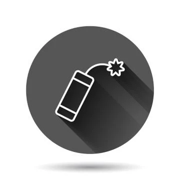 Bomb icon in flat style. Dynamite vector illustration on black round backgrou Stock Illustration