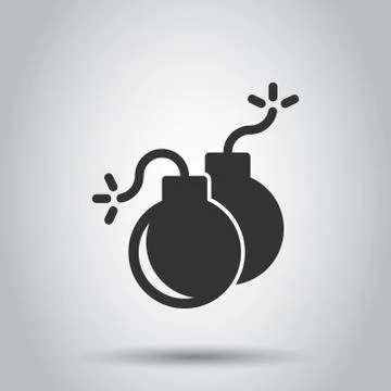Bomb icon in flat style. Dynamite vector illustration on white isolated backg イラスト素材