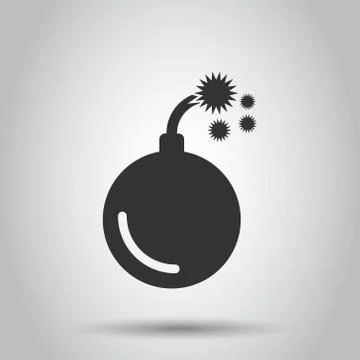Bomb icon in flat style. Dynamite vector illustration on white isolated backg Illustrazione stock