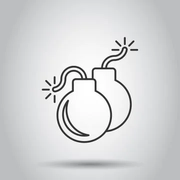 Bomb icon in flat style. Dynamite vector illustration on white isolated backg Stockillustratie