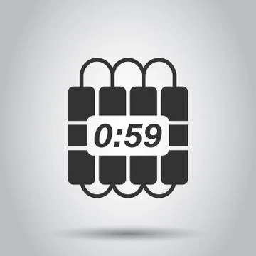 Bomb icon in flat style. Dynamite vector illustration on white isolated backg 스톡 일러스트
