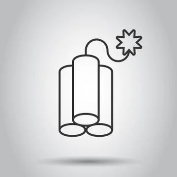 Bomb icon in flat style. Dynamite vector illustration on white isolated backg イラスト素材