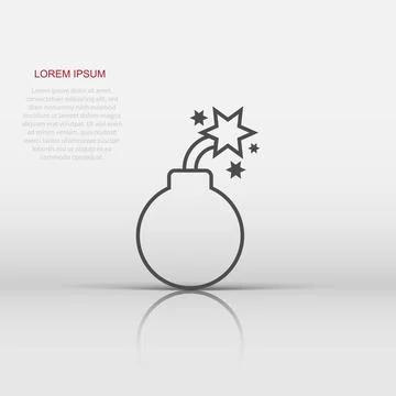 Bomb icon in flat style. Dynamite vector illustration on white isolated bac.. Stock Illustration