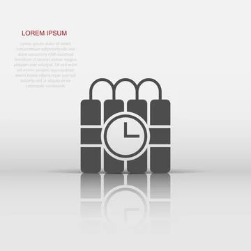 Bomb icon in flat style. Dynamite vector illustration on white isolated bac.. Illustrazione stock