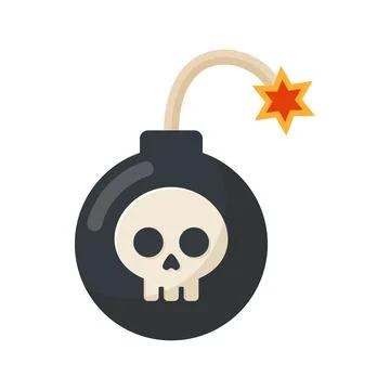 Bomb icon in flat style. Explosive bombshell vector illustration on isolate.. Stock Illustration