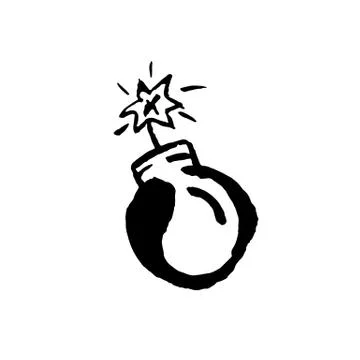 Bomb icon. Grunge vector dry brush illustration. Stock Illustration