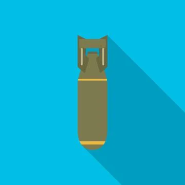 Bomb icon with long shadow. Flat design style. Stock Illustration