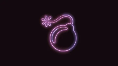 Bomb Icon Neon Seamless Loop with Black Background 4K Stock Footage 311301093