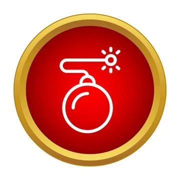 Bomb icon on red button indicating danger Stock Illustration