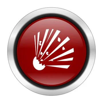 Bomb icon, red round button isolated on white background, web design illustra Stockillustratie