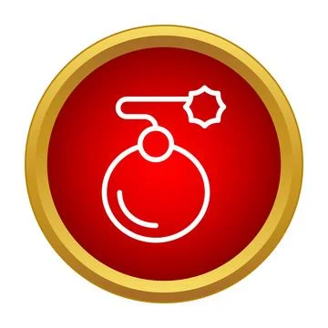 Bomb icon on round red button web graphic Stock Illustration