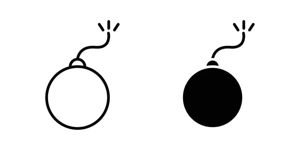 Bomb icon silhouette vector set. thin line pack Stock Illustration