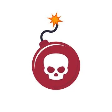 Bomb icon with a skull, flat design Stock Illustration