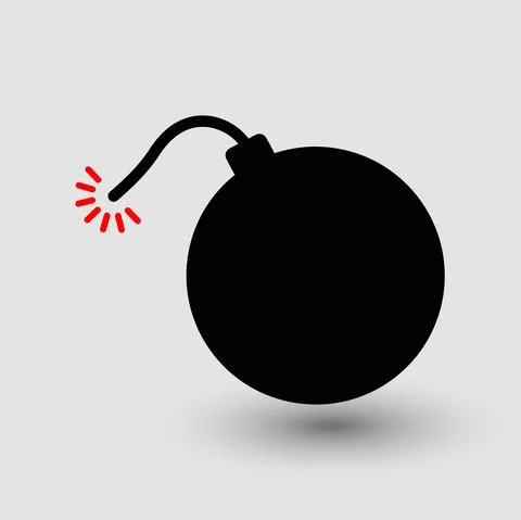 Bomb icon vector illustration isolated on white background. Boom symbol. Illustrazione stock