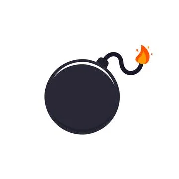 Bomb icon on white, flat vector design Stock Illustration