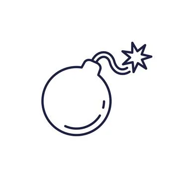 Bomb icon on white, line vector design イラスト素材