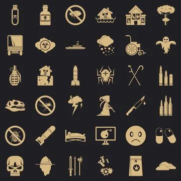 Bomb icons set, simple style Illustrazione stock