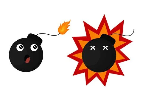 Bomb illustration with explosion effect Illustrazione stock