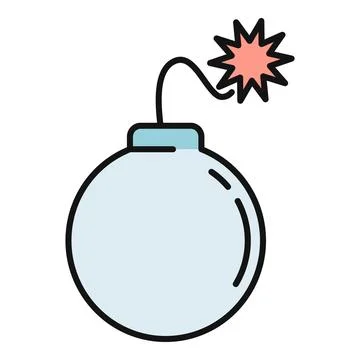 Bomb with lit fuse igniting explosion icon Stock Illustration