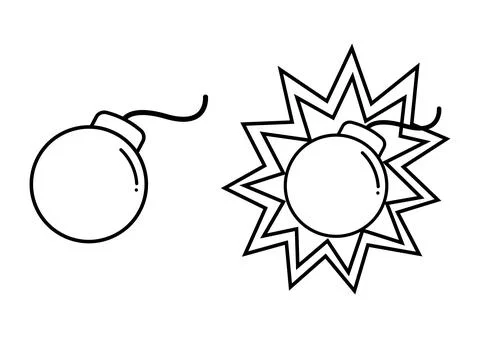 Bomb outline with explosion effect Stock Illustration