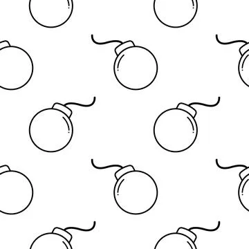 Bomb outline seamless pattern Stock Illustration