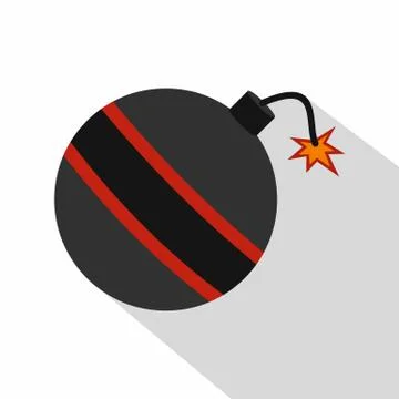 Bomb ready to explode icon, flat style Stock Illustration