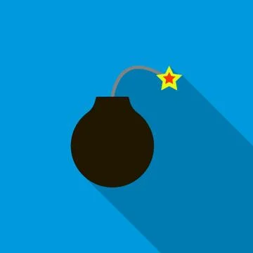 Bomb ready to explode icon, flat style Illustrazione stock