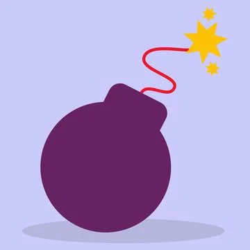 Bomb. A round bomb with an explosion. Stock Illustration