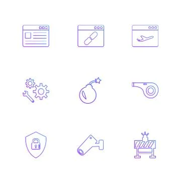Bomb, sheild , camera , whistle , windows , ui , layout , web , user interfac 스톡 일러스트