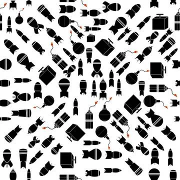 Bomb Silhouettes Seamless Pattern Bomb Silhouettes Seamless Pattern. Milit... Stock Photos