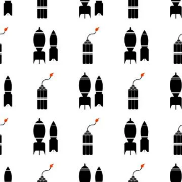 Bomb Silhouettes Seamless Pattern イラスト素材