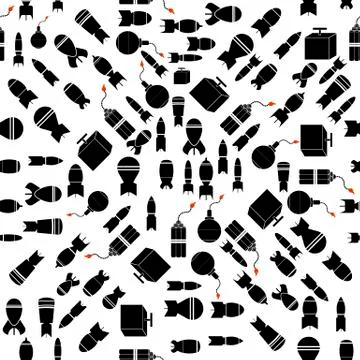 Bomb Silhouettes Seamless Pattern Stock Illustration