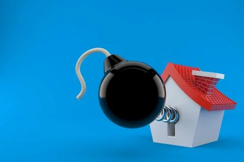 Bomb with small house Stock Illustration