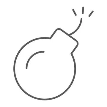 Bomb thin line icon, danger and weapon Stockillustratie
