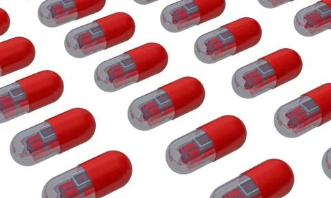 Bomb with timer inside pill Stock Illustration