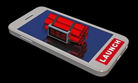 Bomb with a timer on the smartphone Stock Illustration