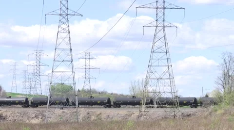 Bomb Train with Power Lines Video stock 49528820