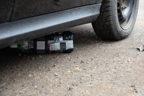 A bomb under a car Foto stock