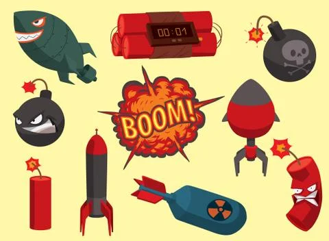 Bomb vector dynamite fuse illustration grenade attack power ball burning Stock Illustration