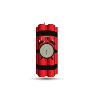 Bomb vector dynamite time red illustration background. Detonator danger clock Stock Illustration