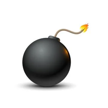Bomb vector icon, realistic dynamite violence illustration. Bomb fuse threat Stock Illustration