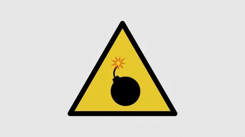 Bomb Warning Sign Animation Stock Footage 307786720