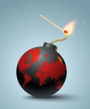 Bomb with World map Stock Illustration