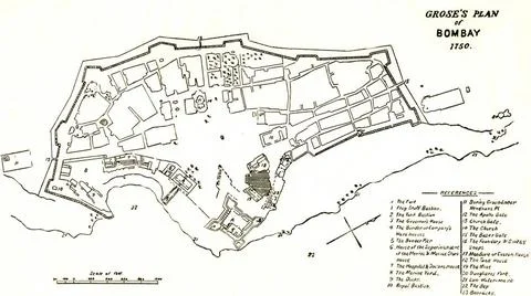 Bombay Map ; Grose s plan of Bombay 1750 ; Mumbai ; Maharashtra ; India Co... Fotos de archivo
