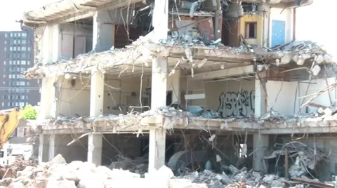Bombed Building Aftermath Video stock 65744031