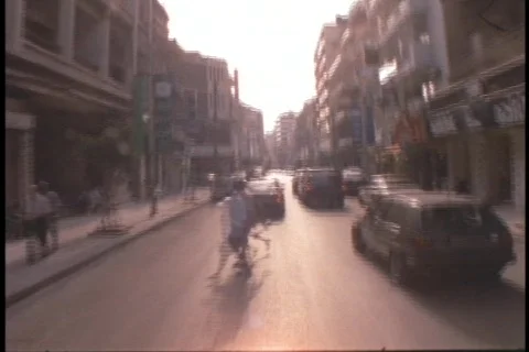 Bombed-out buildings stand in urban Beirut. Stock Footage