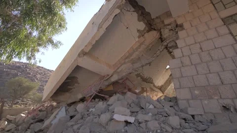 Bombed school in Yemen Video stock 244843653
