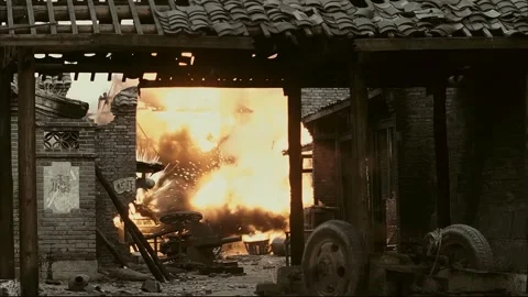 Bombed town Stock Footage 249506231